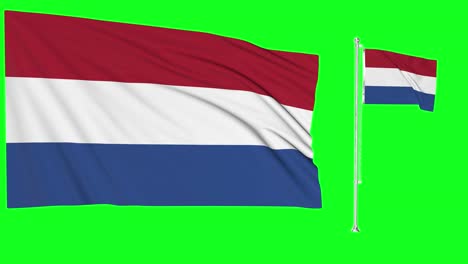Greenscreen-Schwenkt-Niederländische-Flagge-Oder-Fahnenmast